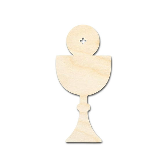 Unfinished Wood Host and Chalice Shape 4" / 1/8"
