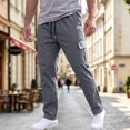 thumbnail image 2 of Nestiefly Mens Cargo Pants Relaxed Fit Chino Elastic Waist Multi Pocket Hiking Work Trousers Gray 4XL, 2 of 7