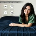 thumbnail image 6 of 100% Bamboo Split King Sheet Set - Ultra Soft, Breathable & Cooling, Ideal for Hot Sleepers, 16" Deep Pocket, Hotel Luxury Bedding (Navy Blue), 6 of 8