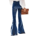 thumbnail image 3 of KDFJPTH Skinny Jeans for Women High Rise Flare-Leg Regular Fit Jeans Solid Blue Xl, 3 of 5