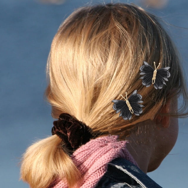 2 Uds Pinzas para El Pelo de Mariposa Fernando Accesorios para Peinados Malla negra