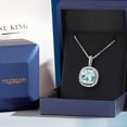 thumbnail image 5 of Gem Stone King 925 Sterling Silver Sky Blue Simulated Aquamarine and White Moissanite Pendant Necklace for Women (12.05 Cttw, Cushion 14MM, with 18 inch Silver Chain), 5 of 7