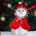 thumbnail image 4 of Disfraz navideño para mascota, capa navideña para cachorro con estrella y pompones, capa de Papá Noel para gato, 4 of 5