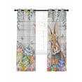thumbnail image 7 of Easter Bunny Blackout Curtains for Bedroom, Colorful Easter Eggs Eucalyptus Grey Wooden Thermal Insulated Kitchen Drapes with Grommets, Light Blocking Window Treatment, 2 Panels 52" x 90", 7 of 7