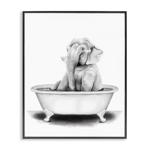 Stupell Industries Cottage Elephant In Tub Funny Black Framed Giclee Art, 11 x 14, by Rachel Nieman