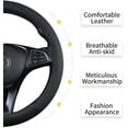 thumbnail image 4 of Funda para volante de coche (negro y rojo), de cuero, 37-39 cm, antideslizante, transpirable, de fibra de carbono, elástica, universal y profesional., 4 of 5