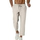 thumbnail image 3 of Pantalones casuales de longitud completa para hombre, con bolsillo y cordón, color sólido, cintura elástica, pantalones cortos para hombre, 3 of 8