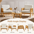 thumbnail image 6 of Renwick Fabric Upholstered Accent Chair with Rattan Sides,Ivory, 6 of 10