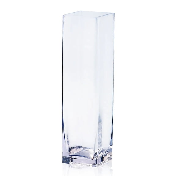 CC Home Furnishings Handblown Square Glass Flower Vase - 12" - Clear