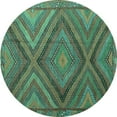 thumbnail image 1 of Ahgly Company Machine Washable Indoor Round Southwestern Turquoise Blue Country Area Rugs, 3' Round, 1 of 4