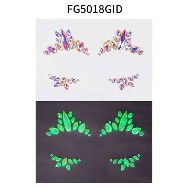 mtvxesu Eyelid Sticker Luminous Mermaid Face Jewelry, Body Rhinestones Luminous Music Carnival Party Makeup Sale