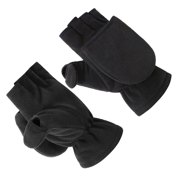 FOMIYES Warm Gloves for Winter Polar Fleece Half Finger Black Adult Size One Size Fits All