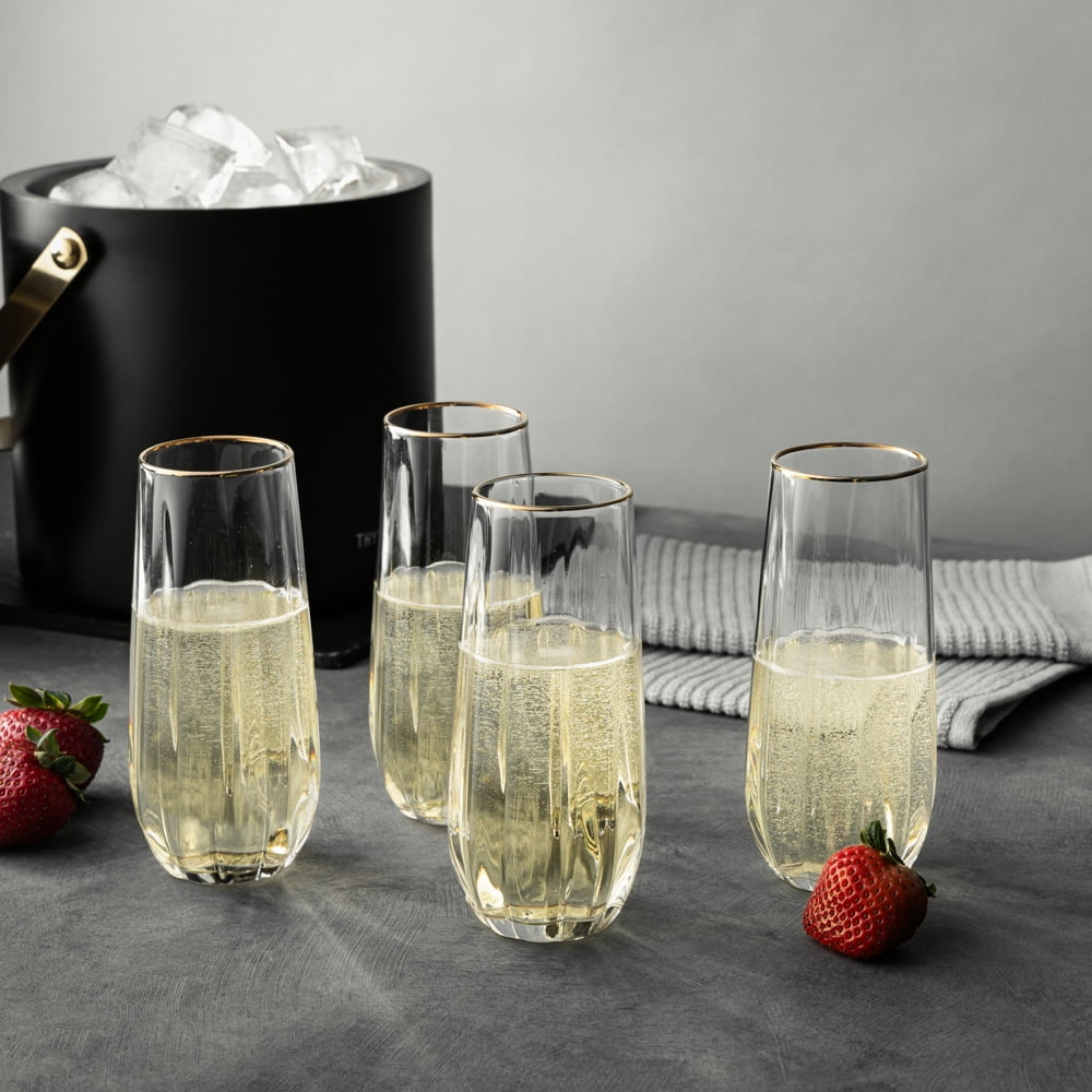 (2 pack) Thyme & Table 4-Piece Scalloped Stemless Flute Glass Set