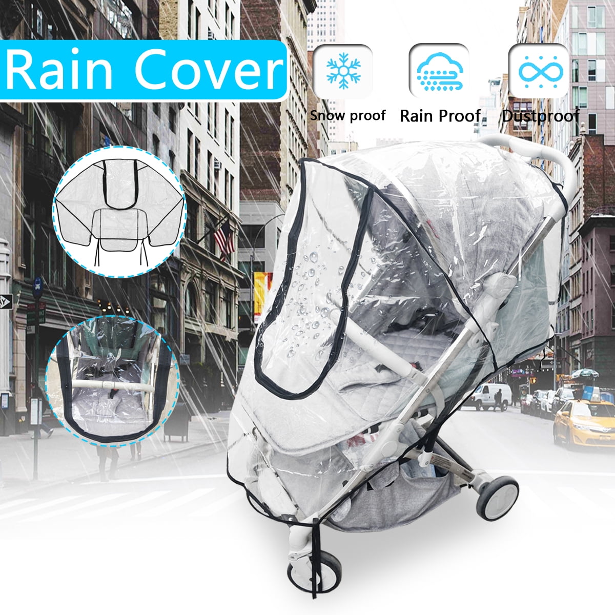 Rain Cover Raincover For Universal Pushchair Stroller Pram Baby Car durable waterproof PVC material fit for most standard sized strollers Walmart