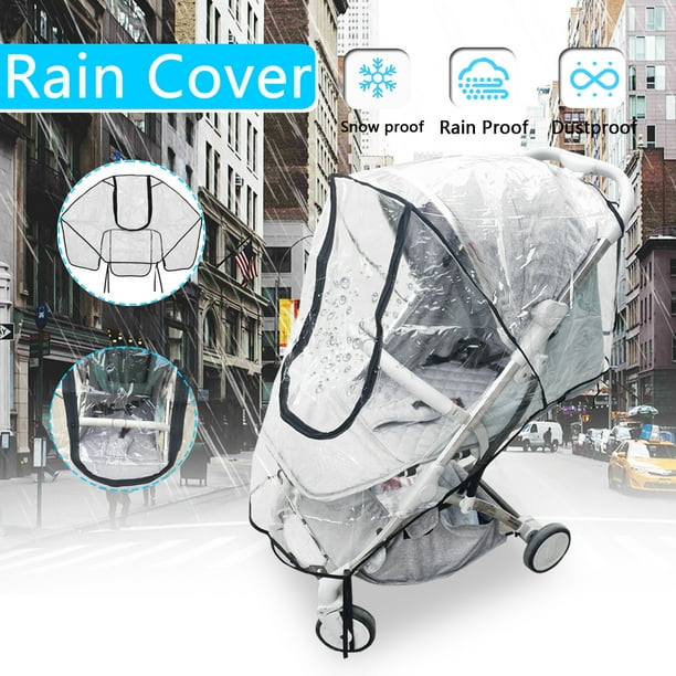 Qiilu Housse de pluie pour poussette, bouclier de poussette pour bébé, 1PC  PVC universel imperméable à l'eau pour poussette de bébé housse de pluie  pare-vent pour poussette accessoire de landau 