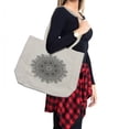 thumbnail image 2 of Mandala Shopping Bag, Monochrome Pattern and Heritage Oriental Inspired Cosmos Art, Eco-Friendly Reusable Bag for Groceries Beach and More, 15.5" X 14.5", Cream, by Ambesonne, 2 of 2