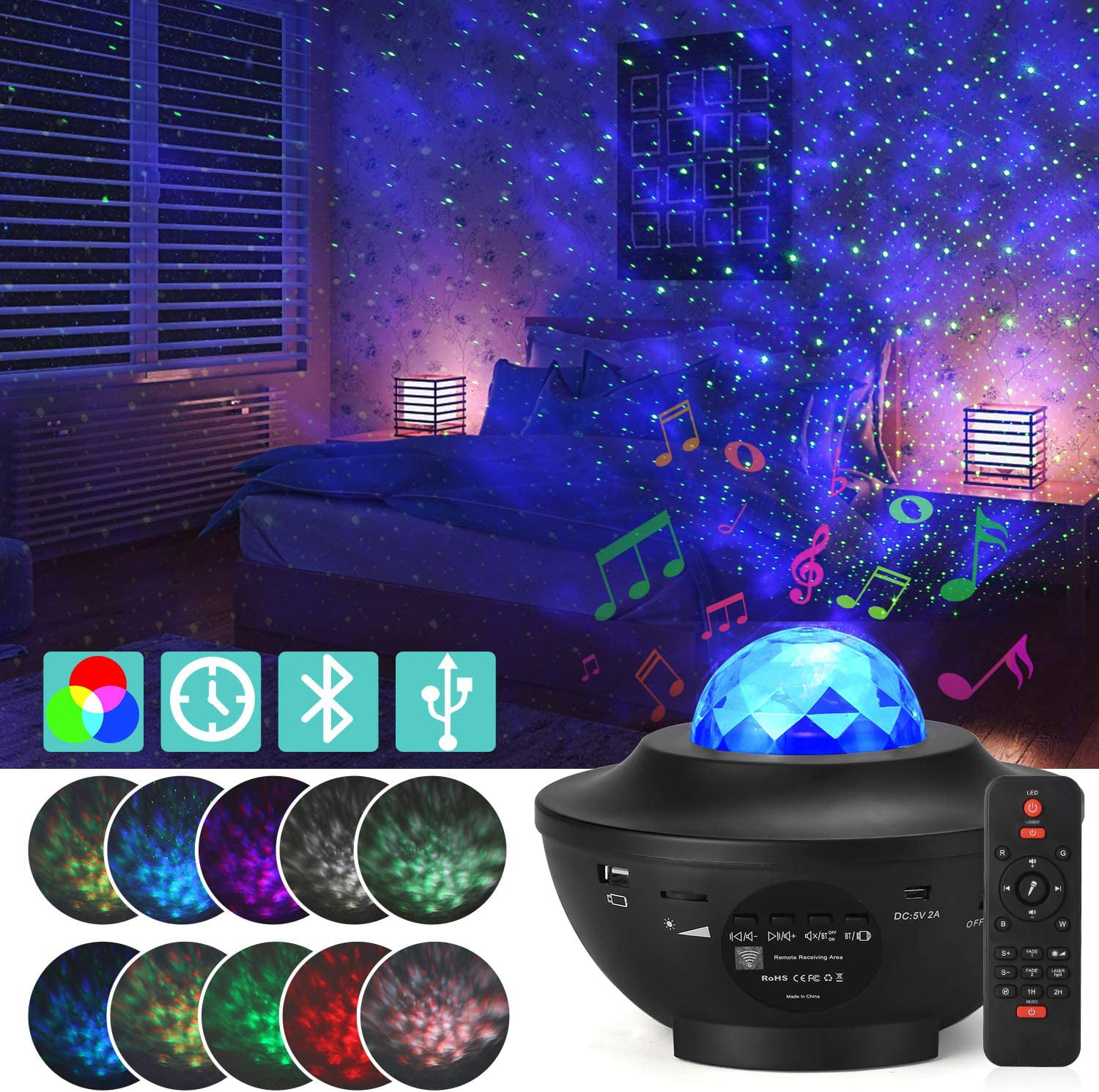 Star Projector Night Light for Kids with Timer Room Decor Lights LED NIght Light