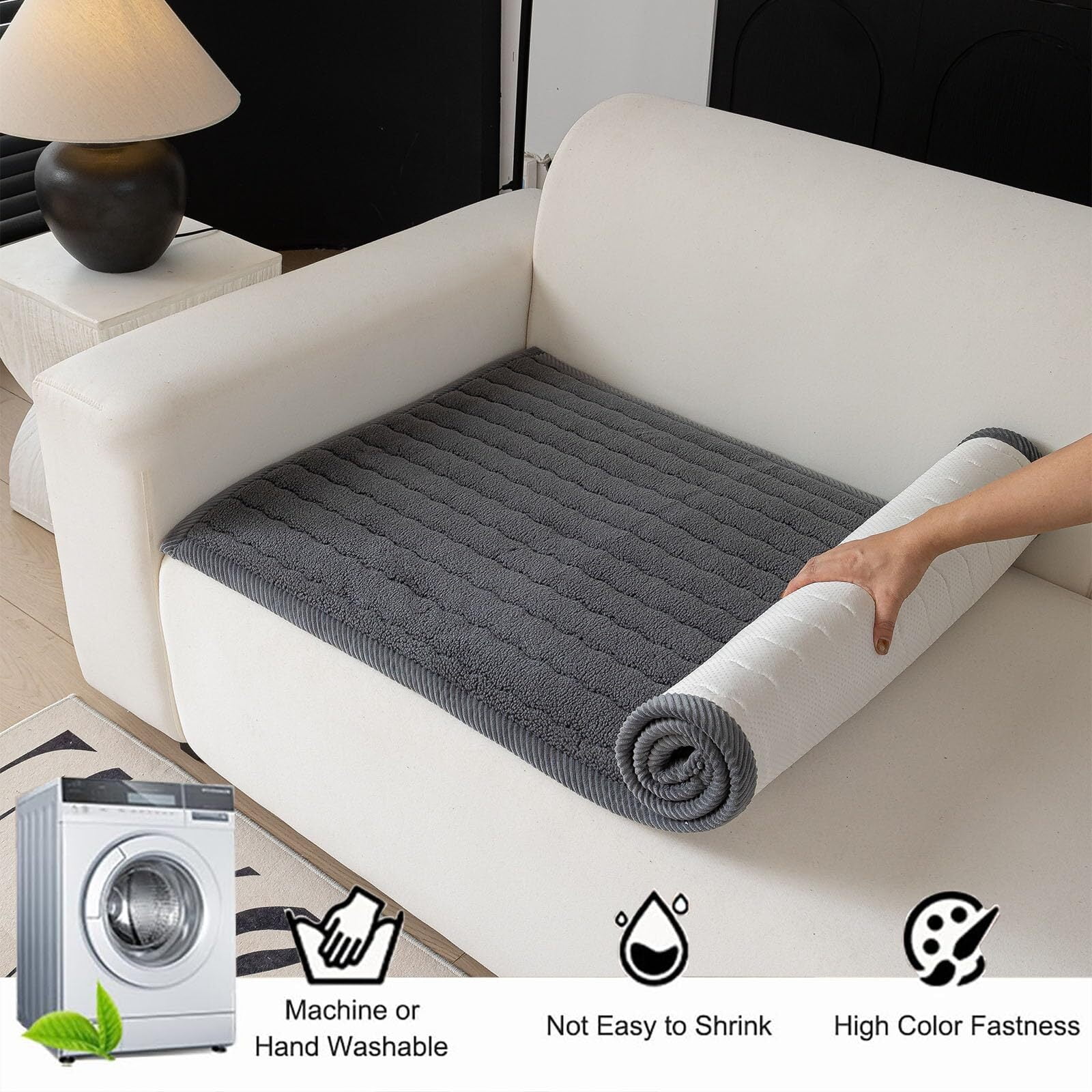 Washable Pet Couch Cover Non-Slip Sofa Covers for Dogs Pet-Friendly Soft Sherpa Dog Couch Protector Mat for Sectional Sofa