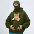 thumbnail image 2 of Cat Pouch Sweatshirts for Men Women Long Sleeve Kitten Puppy Holder Hoodies/Hoodless Front Large Pouch Pet Carrier Sweatshirt Pure Loose Cozy Pullover Tops 2-Army Green M, 2 of 5