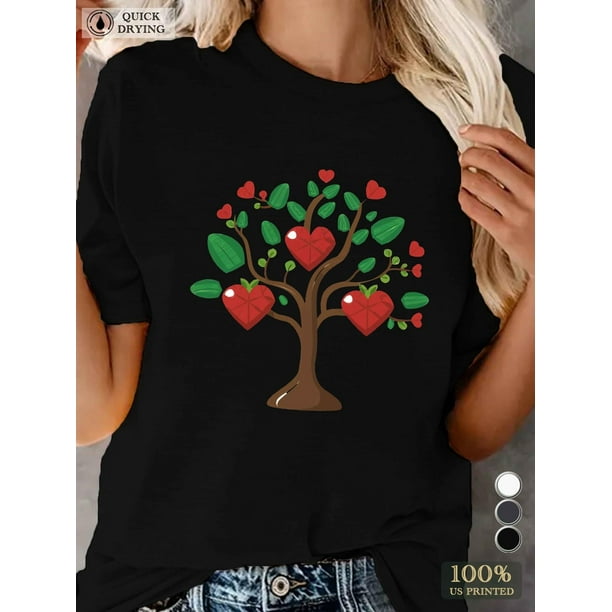 Tree Hearts Leaves Happy Valentines Day Women'S Comfit T-Shirt Tee For Adult, Men, Women, Teen, Teenager, Adolescent, Youth