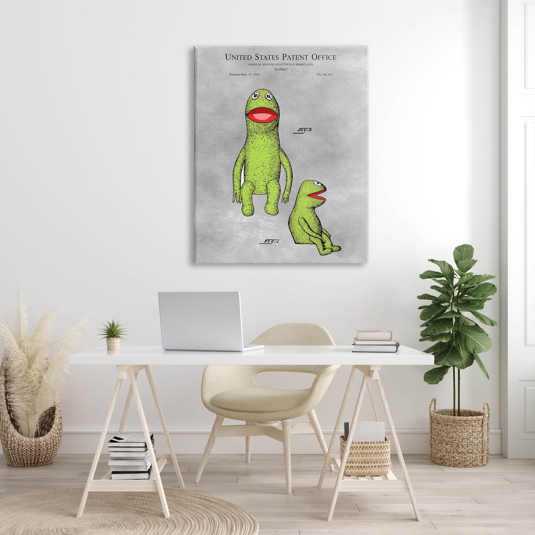 Stupell Industries Vintage Frog Puppet Diagram Graphic Art Gallery Wrapped Canvas Print Wall Art, Design by Karl Hronek
