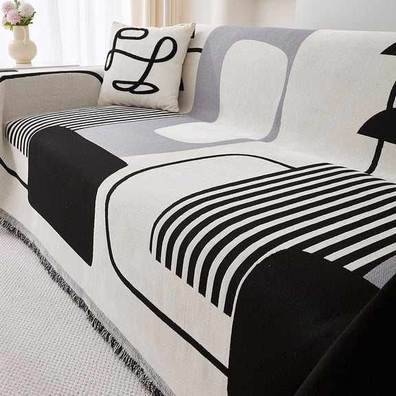 Nvzi -b Couch Cover Black Chenille Sofa Covers Sofa Towel Cover for Living Room Sofa Easy Fit Washable Furniture Sofa Protector 70.87*70.87inch