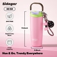 thumbnail image 6 of Sidagar 30 oz Insulated Water Bottle with Straw, Dual Drinking Lid and Carry Handle, Stainless Steel Travel Tumbler, Pink, 6 of 9
