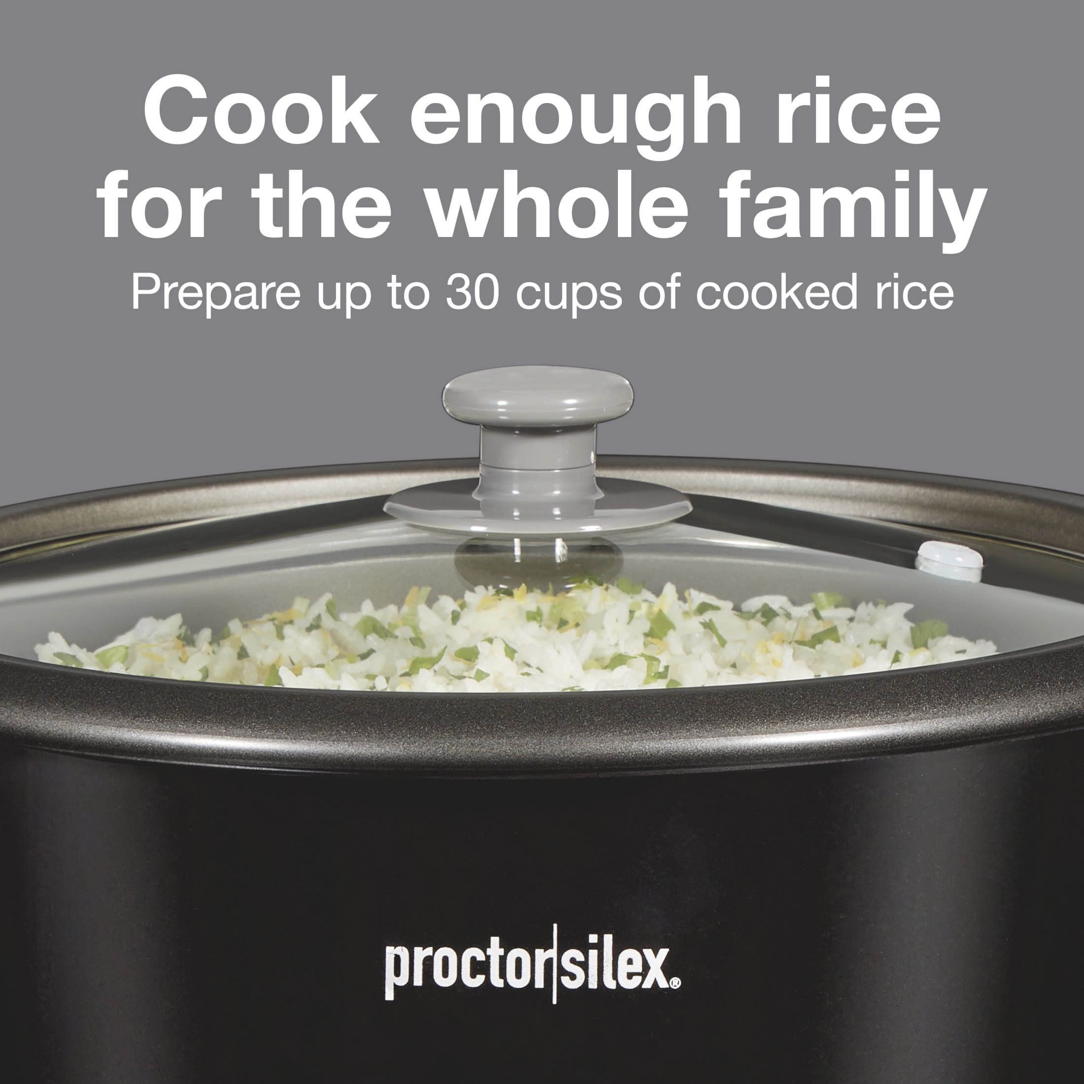 Proctor Silex 30 Cup Rice Cooker & Food Steamer with Steam & Rinse Basket, Black