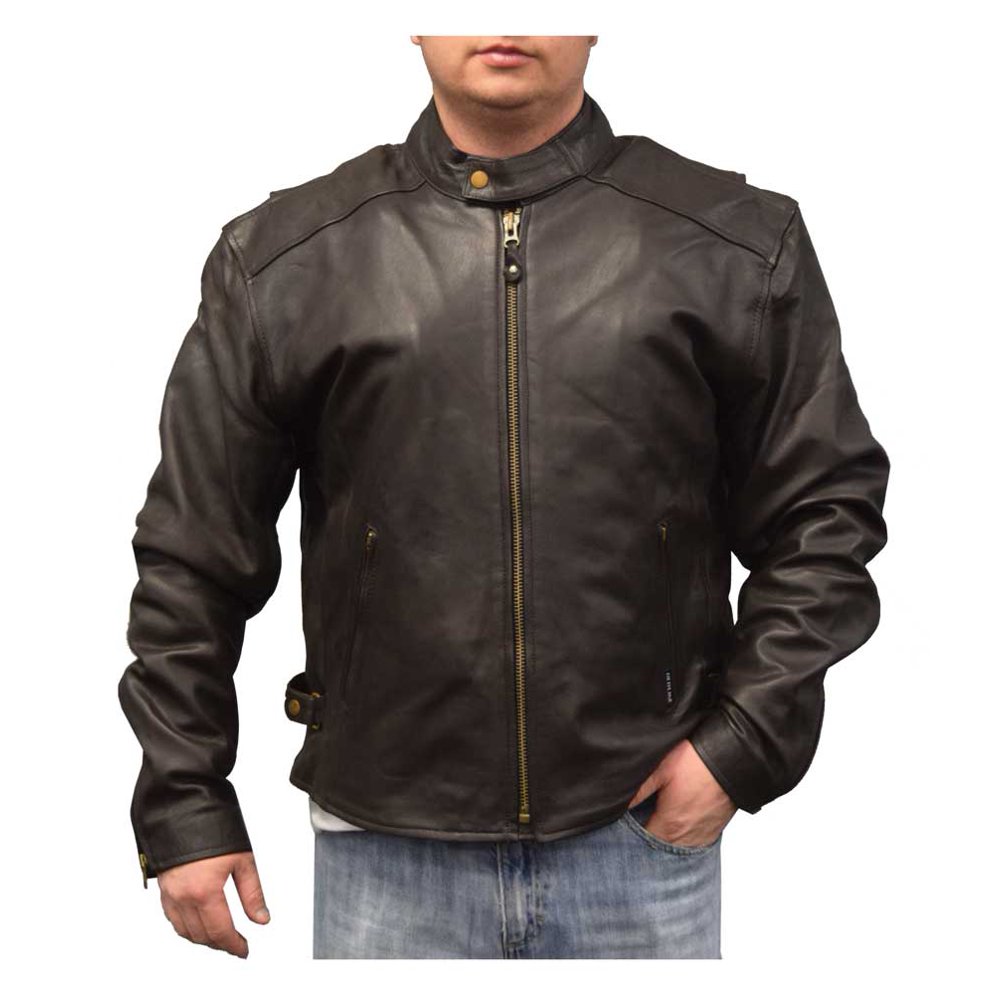 Redline Mens Cowhide Leather Touring Motorcycle Jacket w/ Liner Brwn M