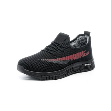 

Crocowalk Men Trainers Winter Warm Sneakers Round Toe Athletic Shoes Breathable Lace Up Running Shoe Mens Fashion Slip On Sneaker Black 8