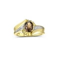 thumbnail image 1 of RYLOS Rings for Women 14K Gold Plated Silver Swirl Z Ring 7X5MM Oval Gemstone &  Diamond Rings June Smoky Quartz Jewelry Size 8, 1 of 7