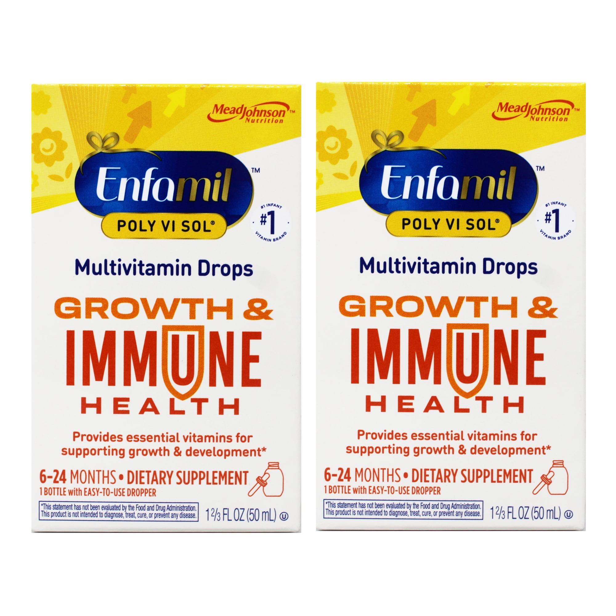 2 Pack - Enfamil Poly-Vi-Sol Liquid Multivitamin Drops, Supports Growth & Immune Health, 1.69 FL OZ Bottle