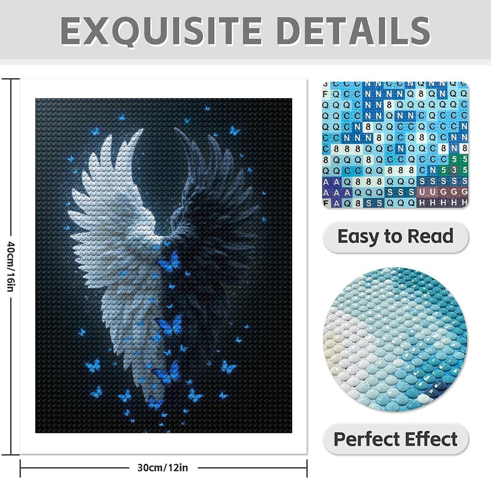 Diamond Art Kits for Adults - 5d Blue Butterflies Wings Contrast Diamond Painting for Adults, Diamond Art for Adults Beginners, Diamond Painting Kits for Adults for Home Wall Decor