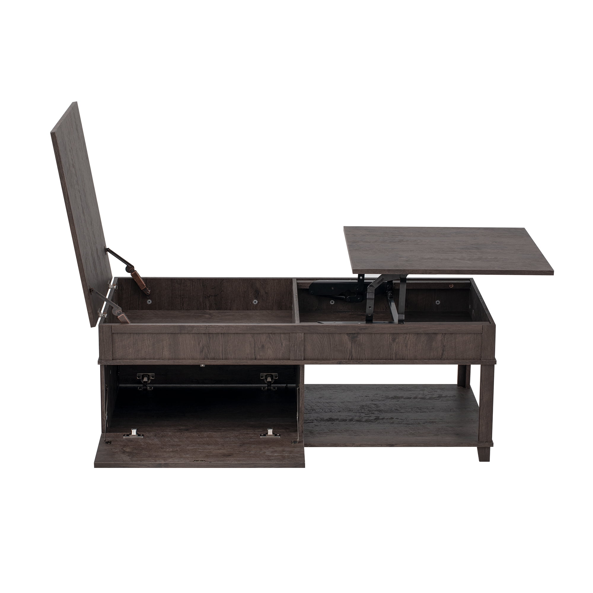 Homy Casa 46.9 in Lift Top Coffee Table with Hidden Storage for Living Room Dark Brown