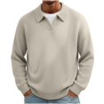 thumbnail image 2 of LYSMORA Men's Collared V Notch Ribbed Knit Sweater Long Sleeve Pullover Top for Daily Commute City Stroll Weekend Casual Outing, 2 of 5