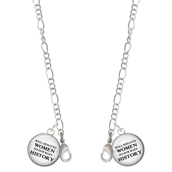 Domed Well Behaved Women Silvertone Face Mask Necklace