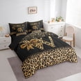 thumbnail image 2 of Erosebridal Chic Cheetah Print Bedding Comforter Set, Personalized Initial W Queen Bedding Sets, Black Brown, Black Reversible 7 Pieces, 2 of 6