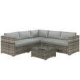 thumbnail image 1 of Outsunny 4 Pcs Garden Rattan Wicker Furniture Set w/ Cushions Mixed Grey, 1 of 10