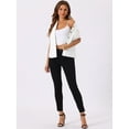 thumbnail image 3 of DARING DIVA Women's Denim Collared Short Sleeve Chest Pocket Button Up Shirt S White, 3 of 6