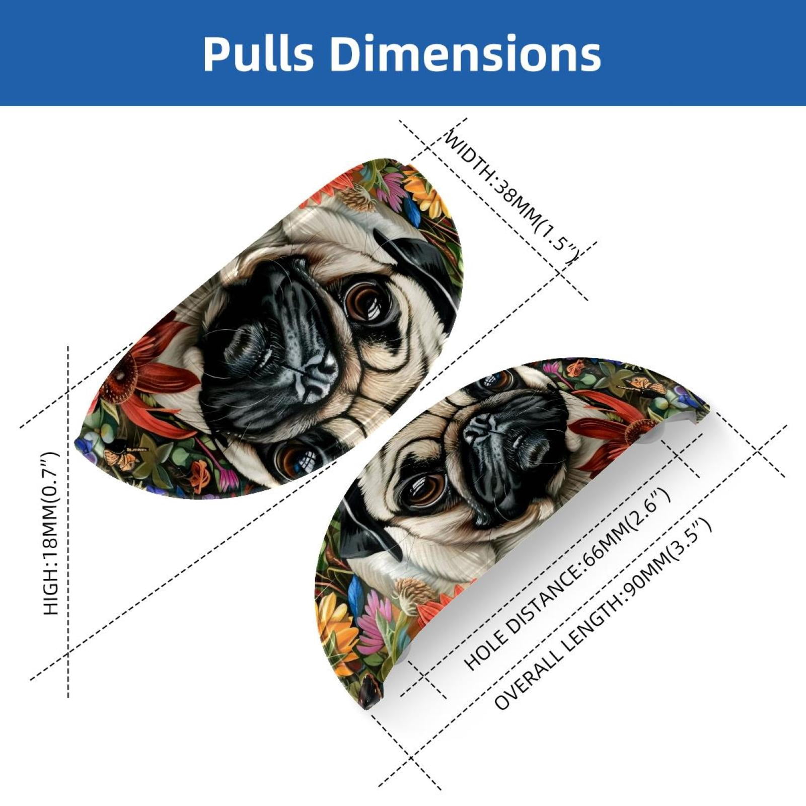 PhooArto 6 Pcs Cup Drawer Pulls, Flower Butterflies Pug Dog Shell Shape Handles Cabinet Knobs for Dresser Cupboard Closet Wardrobe with Screws