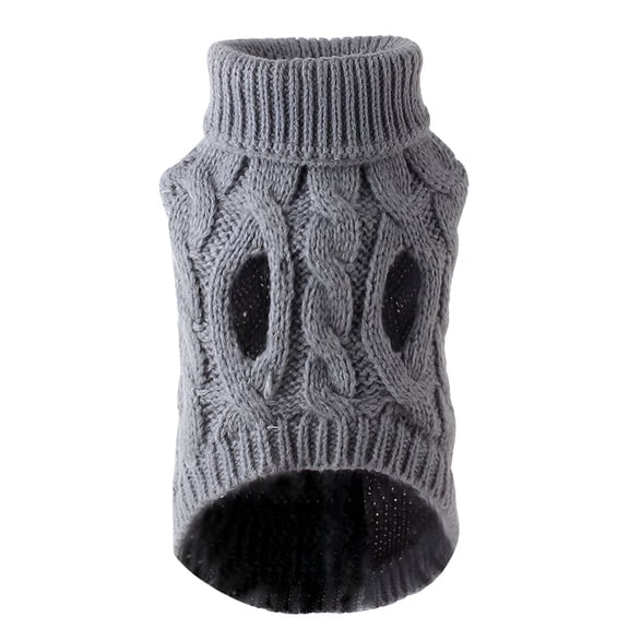 AOMRCOL Dog Sweater for Small Dogs, Gray Knit Puppy Clothes for Winter