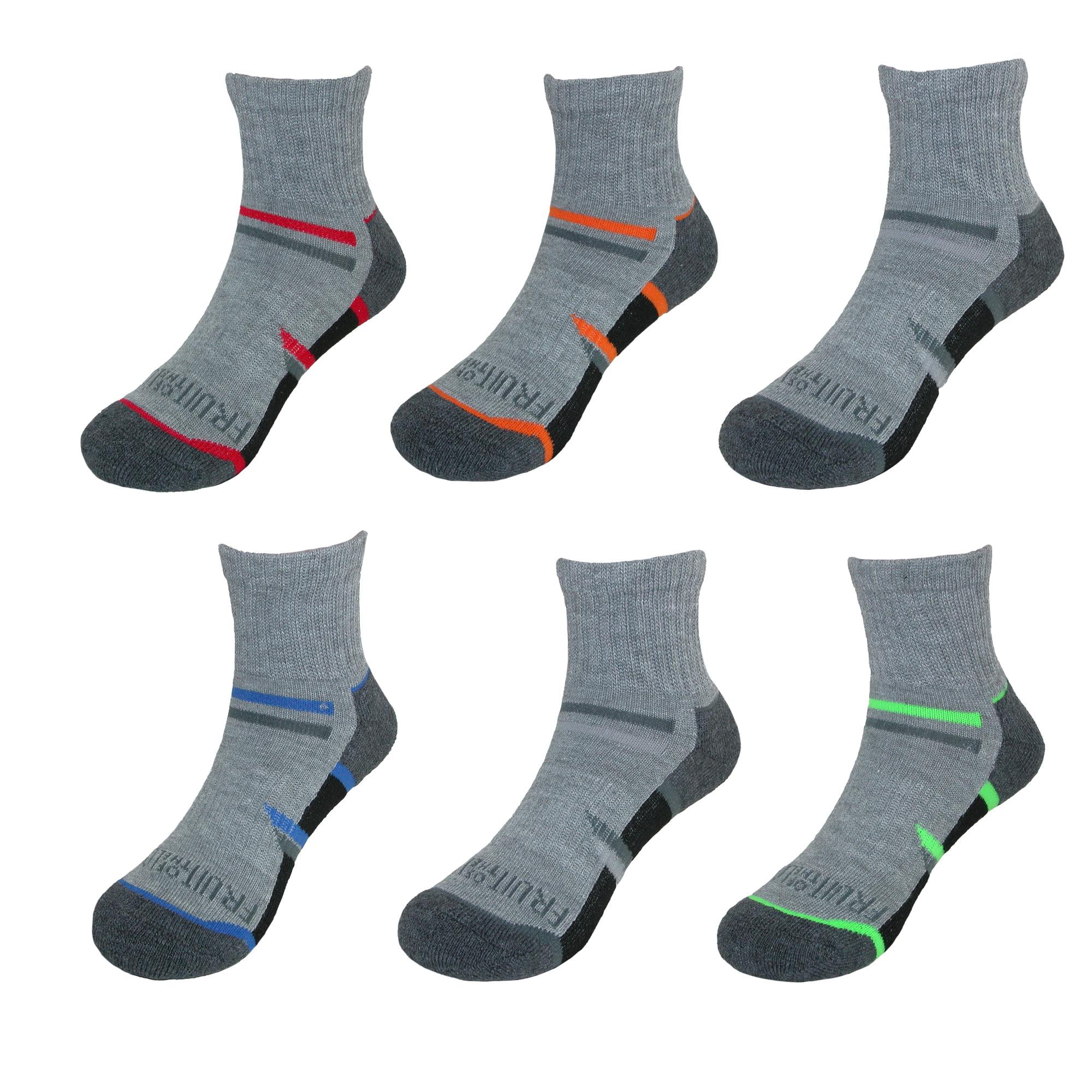 Fruit of the Loom Boy's Ankle Socks (6 Pair Pack), Size 9-2.5 , Grey ...