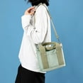 thumbnail image 2 of Women‘s Canvas Tote Bag Canvas Handbag with Multi Inner Pockets Zipper Closure with a Pendant Solid Color, 2 of 5