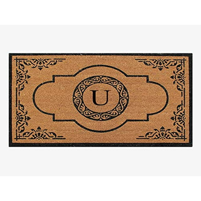 A1 Home Collections First Impression Hand Crafted Abrilina Entry Monogrammed Double Doormat, 29.5" X 47.5", Black