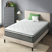 Zinus True Support 12" Twin Euro Top Medium Hybrid Mattress with Comfort Foam and Pocket Springs