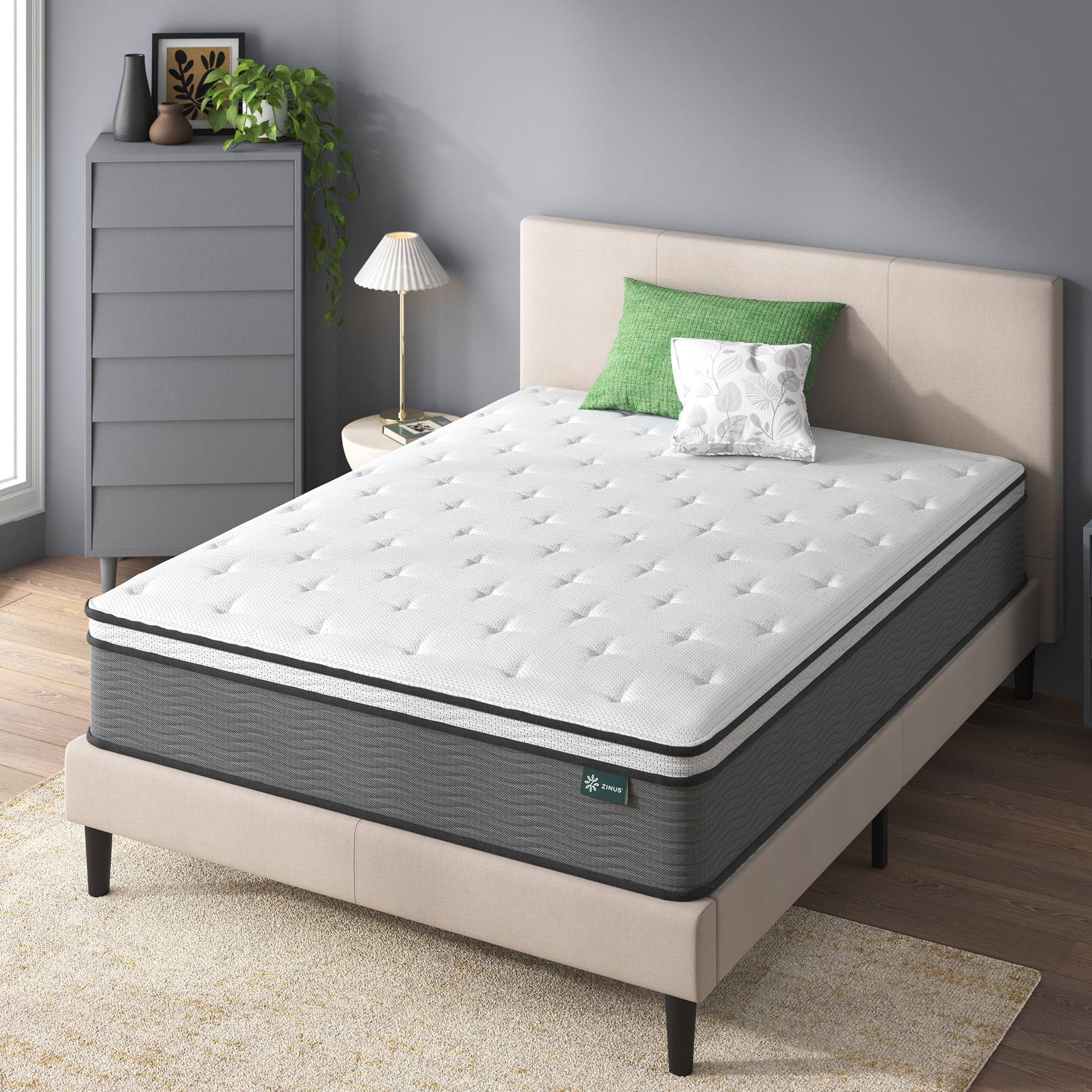 Zinus Support Plus 12" King Euro Top Medium Hybrid Mattress with Comfort Foam and Pocket Springs