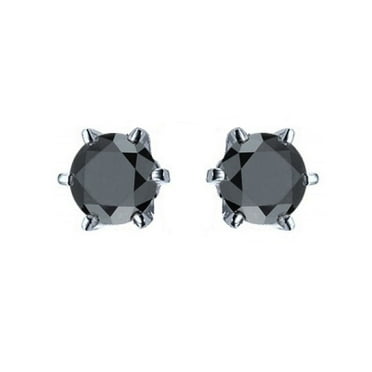 iJewelry2 Round Cut Deep Black CZ Stainless Steel Magnetic Setting Stud Earrings 5mm No Piercing