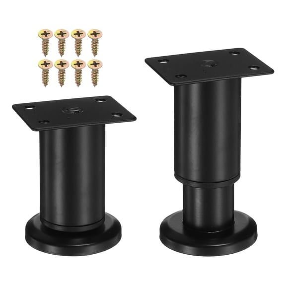 Uxcell 2 Pack 3.15-4.73 Inch Adjustable Height Table Legs, Furniture Feet, Black