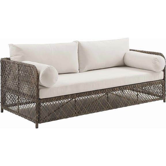 Crosley Furniture Granite Bay Fabric Outdoor Sofa in Cream White/Stone