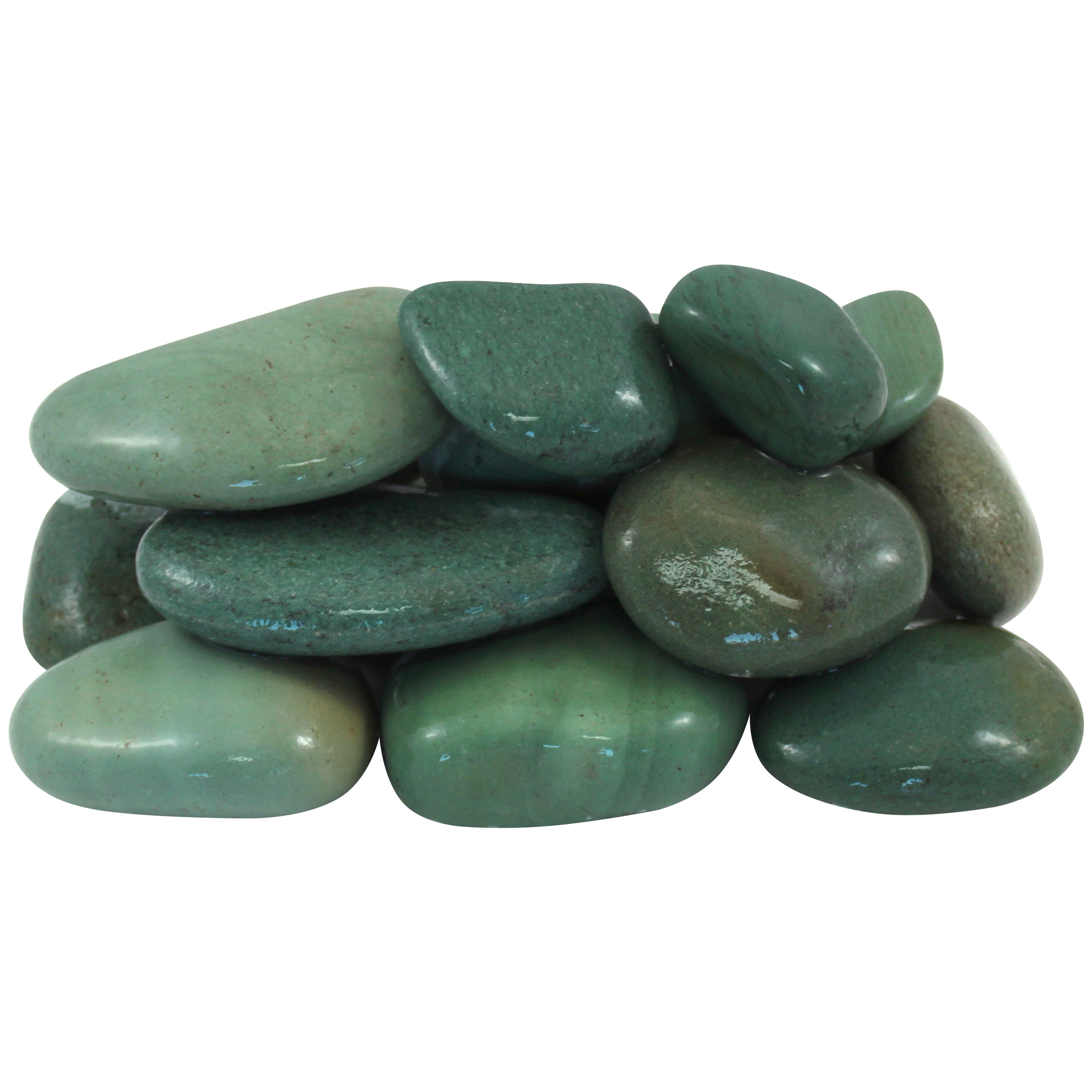 Rainforest Outdoor Decorative Natural Stone, Beach Pebbles, Green, 2-3" 30lbs.
